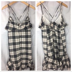 Bcbg new plaid casual dress sundress M